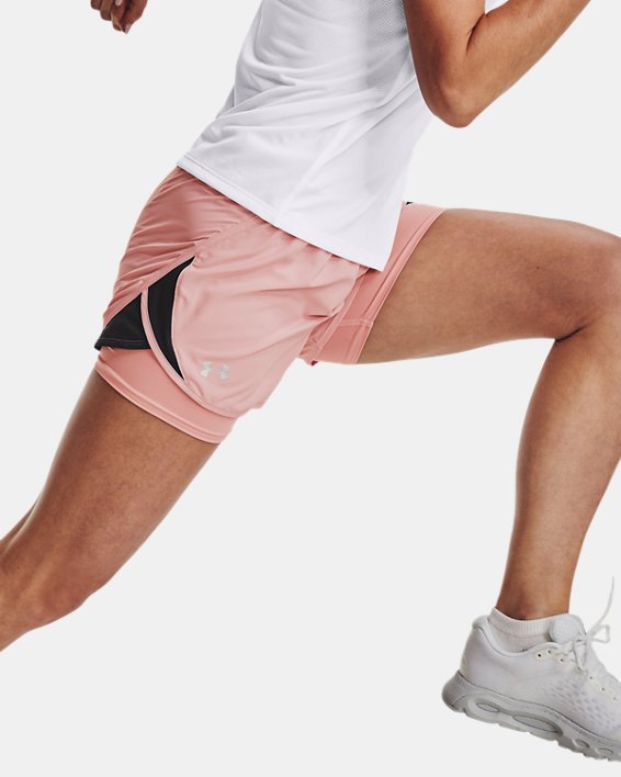 Women's UA Fly By 2.0 2-in-1 Shorts, Pink, pdpMainDesktop image number 3